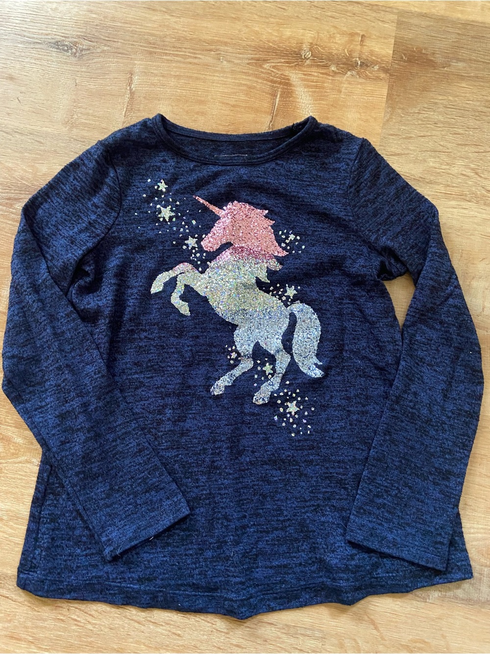 Sonoma Navy Long-Sleeve Top with Glitter Unicorn